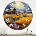 thumbnail image 3 of Designart "Yellow Barn Minimalsim horizon I" Countryside Oversized Wall Clock, 3 of 5