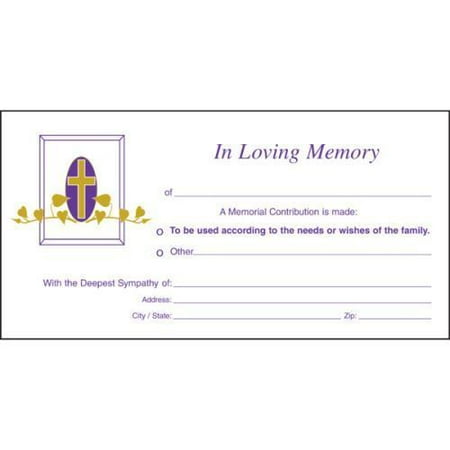 Memorial Contribution Envelopes with Cross & Ivy Design Package Of