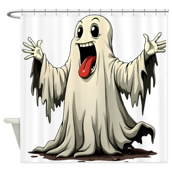 CafePress - Ghost With A Funny Face - Unique Fabric Shower Curtain 70" x 72"