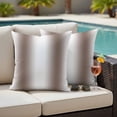 thumbnail image 4 of White Brown Outdoor Waterproof Pillow Covers, Modern Gradient Vertical Stripes Geometric Decorative Square Throw Pillowcase Sofa Cushion Sham for Patio/Couch/Chair, 18"x18" 2 Pack, 4 of 8