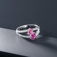 thumbnail image 4 of Gem Stone King 925 Sterling Silver Ring Oval Pink Moissanite Created Sapphire (1.37 Cttw), 4 of 4
