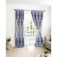 thumbnail image 3 of Blue Boho Flowers Blackout Curtains for Bedroom/Living Room, Thermal Insulated Kitchen Curtains, Modern Luxurious Ombre Geometric Floral Grommet Darkening Window Treatment Drapes 52"x72"x2, 3 of 8