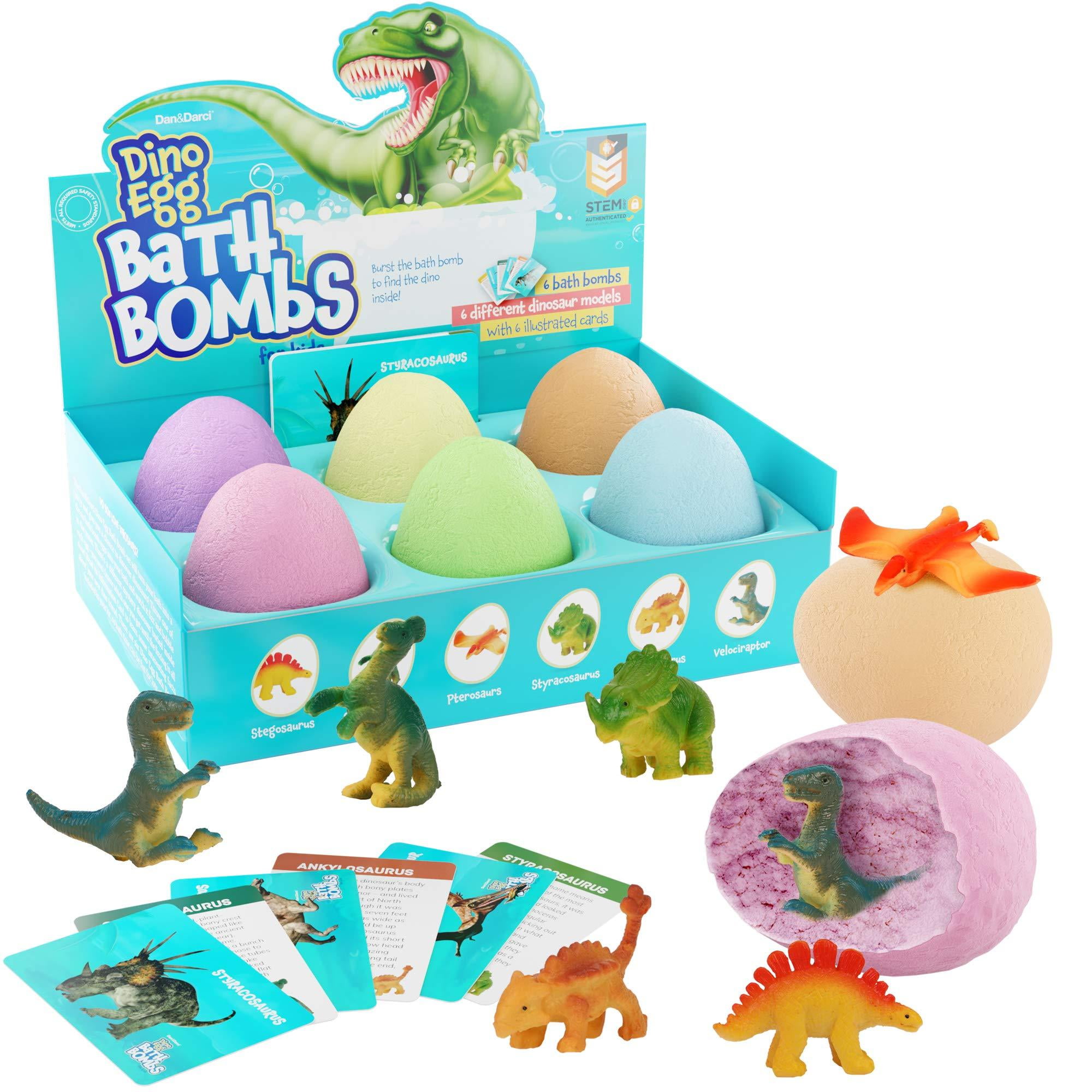 Dino Egg Bath Bombs with Surprise Inside for Kids - Dinosaur in Each