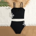 thumbnail image 6 of Avrnliq Girls Tankini Set, Modest High Waisted Two Piece Swimsuit with Floral Cutout, Square Neck Adjustable Straps, Blend for Girls 6-14, Black,Size 13 T, 6 of 9