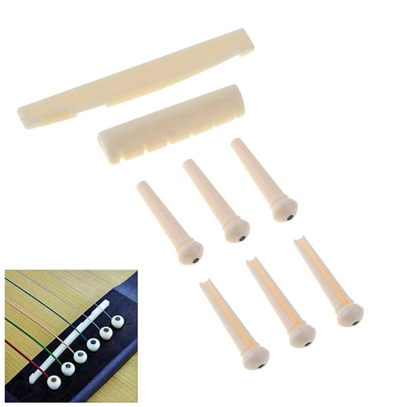 8pcs ABS Bridge Pins & Bridge Nut Saddle Set for Folk Acoustic Guitar
