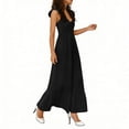 thumbnail image 5 of IROINNID Wedding Guest Dresses for Women Fashion Casual Comfortable Sleeveless V-Neck Fold Solid Dress, 5 of 6
