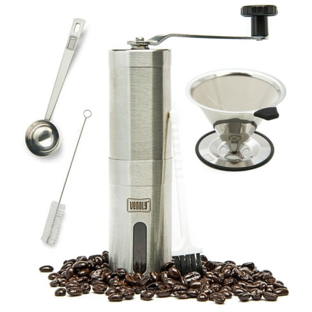 Brushed Stainless Steel Spoon - Manual Coffee Grinder and Dripper Set with Bonus Spoon and Cleaning Brush – Stainless Steel