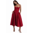 thumbnail image 2 of Women'S 2025 Summer Dress Spaghetti Strap Boho Fit Slim Fit Beach Sundress Red S, 2 of 9