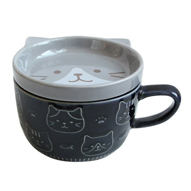 Tazas de Café de CeráMica Creativas con Tapa de Porcelana de Desayuno Familiar de Jugo de Leche Bebida (Azul)