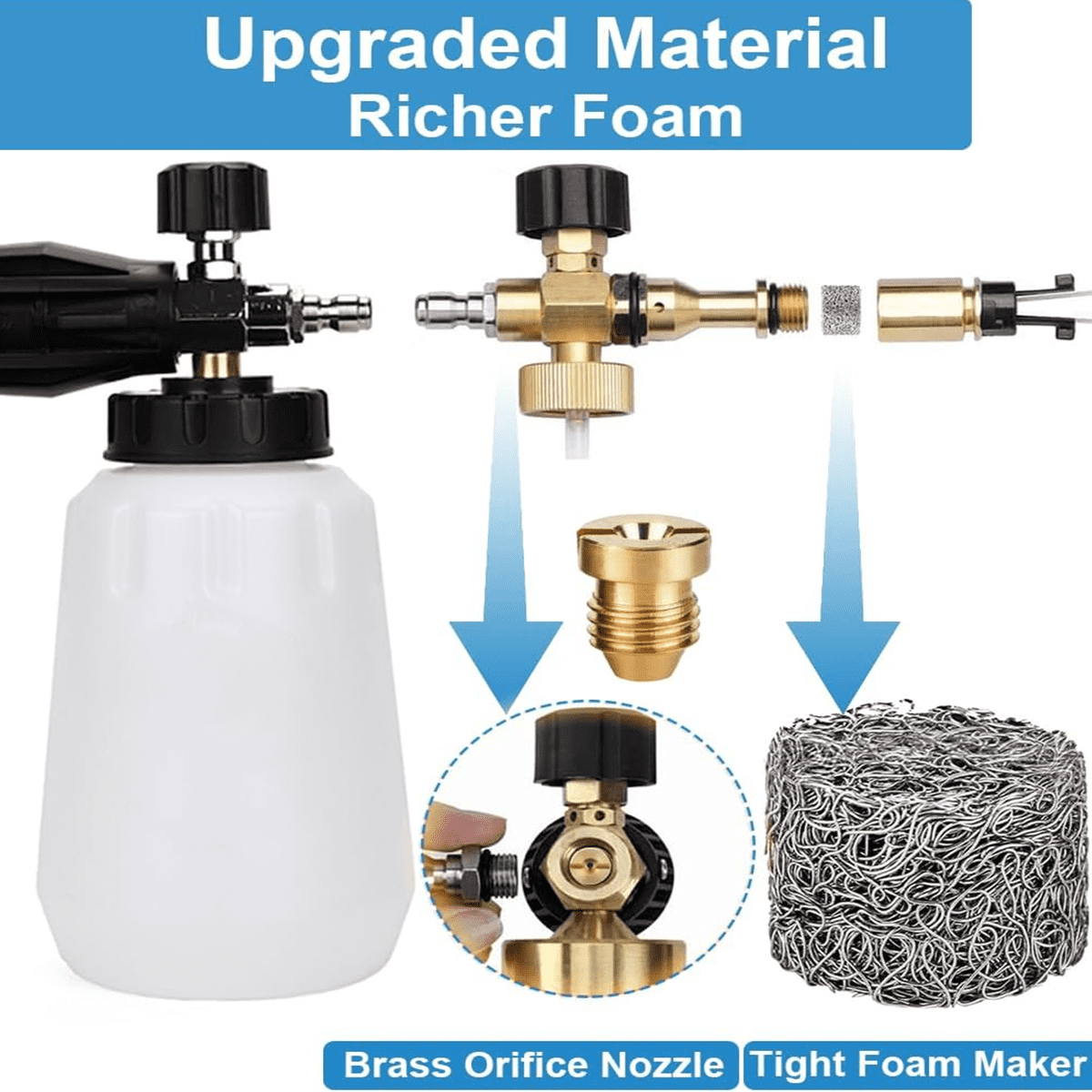 1.1 mm Orifice for Foam Cannon and Foam Maker (4 Pack), Universal Foam Cannon Orifice 1.1mm for Snow Foam Lance Blaster, Brass Foam Cannon Tip for Pressure Washer Foam Cannon Parts, 3000 PSI
