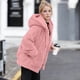 thumbnail image 1 of TaTaai Plush Lined Hooded Coat for Women， Winter Warm Fleece Jacket with Long Sleeves， Cozy Loose Fit Outerwear for Holiday Season Gift, 1 of 9