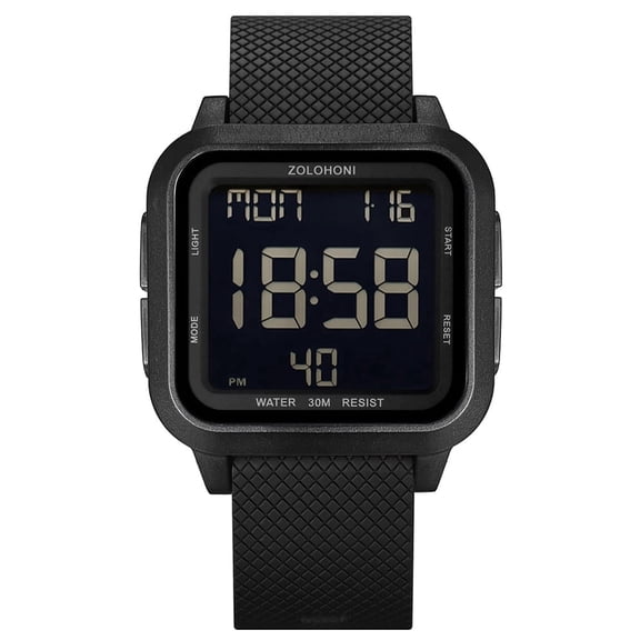 ZOLOHONI Digital Watches for Men Soft Rubber Band Waterproof LED Electric Watch Mens Sports Watches
