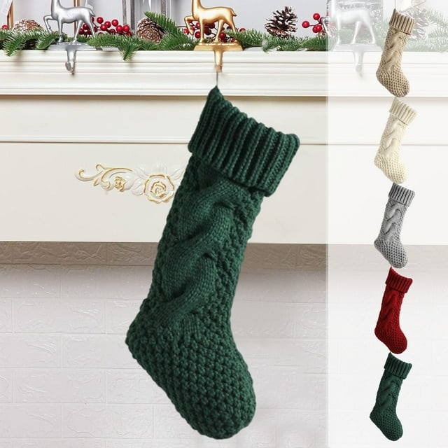 Fiudx Bolsa de Dulces de Lana Tejida, Diseño de Doble Cara con Giros, Patrones de Árbol de Navidad y Copos de Nieve, Colgante para Bolsa de Regalo, Decoración Festiva para El Hogar, Fiesta de Navidad