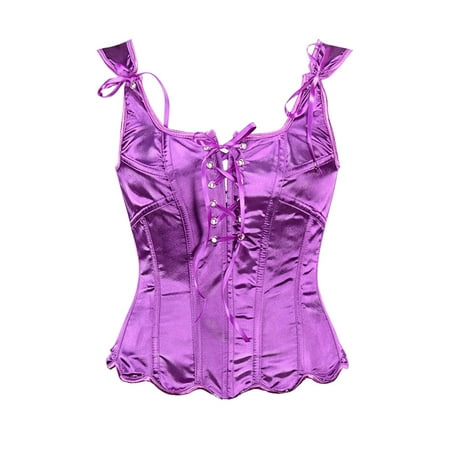 Women Vintage Corset Tops Lace Up Waisted Push Up Bodysuit Tops Wave Hem Lingerie Bodyshaper Top Fashion Y2k Clothes