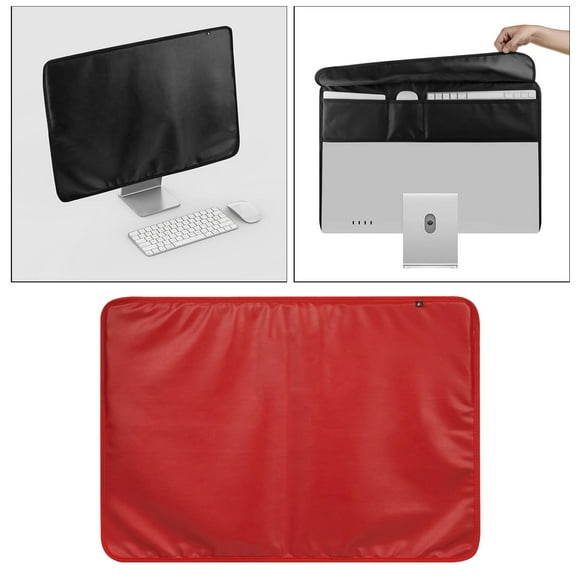 Cubierta antipolvo para monitor, piel sintética de , pantalla antiestática, funda protectora LCD, ajuste compatible para computadora rojo shamjiam monitor de cubierta de polvo