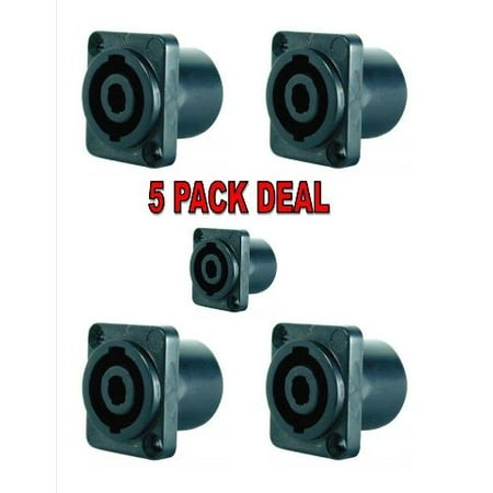 Neutrik Speakon Panel Mount - 5) FEMALE SPEAKON SPEAKER CABLE 4 WIRE PANEL MOUNT AUDIO CONNECTORS TOTAL OF 5