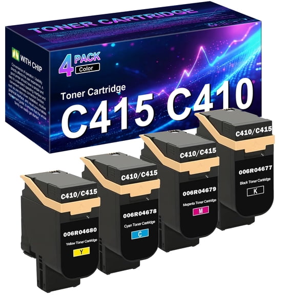 C410 C415 Toner Cartridges High Capacity Compatible for Xerox 006R04677 006R04678 006R04679 006R04680 Toner Cartridge Replacement for Xerox C410 C410DN VersaLink C415 C415DN Printers (4-Pack)