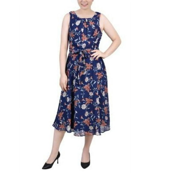 NY Collection Petite Sleeveless Chiffon Belt Nice Icemoon PXL