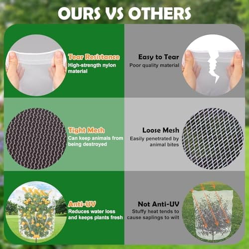 6 Pack Bird Netting for Garden, 3.2×5.2Ft Blueberry Bush Netting Cover with Drawstring, Insect Net Blueberry Netting Plant Covers Garden Netting for Garden Protection Tomato Fruit Bush