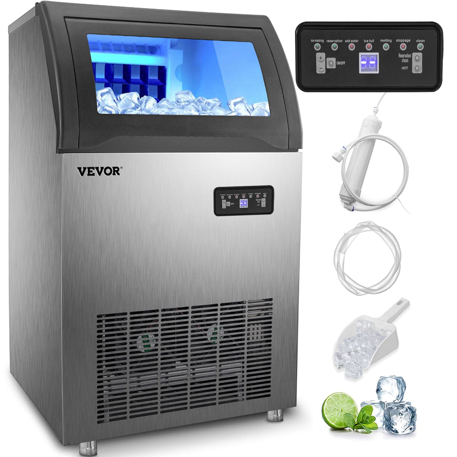 VEVOR 110V Commercial Ice Maker 155lbs/24h,530W Commercial Ice Machine