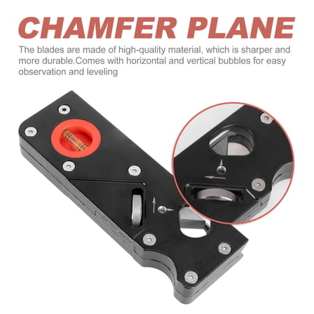 TAILTOSS 1Pack Aluminum Alloy ABS Black Chamfer Plane Wood Cutting Tool for Carpenter