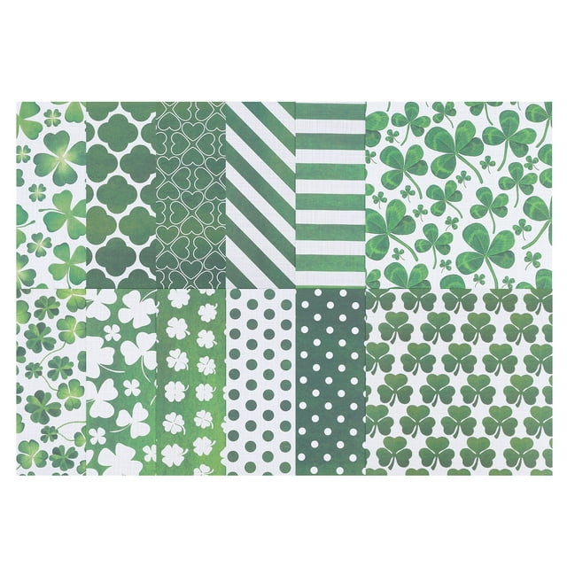 Uxcell 12x12Inch Scrapbook Paper, 24 Sheet Double-Sided Four Leaf Style Craft Paper, Green