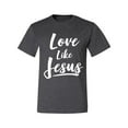 thumbnail image 2 of Wild Bobby Love Like Jesus Inspirational/Christian Men Graphic Tee, Heather Black, X-Large, 2 of 5