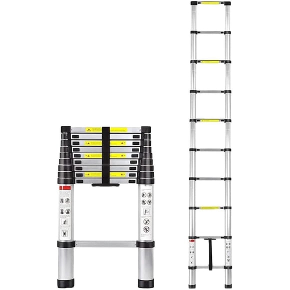 12.5 Feet Telescoping Portable Ladder 12.5ft Aluminum Telescopic Extension Multi Purpose Steps Non-Slip 330 lbs Capacity for Indoor Outdoor Work RV