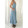 thumbnail image 5 of Chouyatou Women's Adjustable Strap Midi Long Denim Dress 2024 Button Down A-Line Swing Flowy Jean Dress, 5 of 6