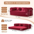 thumbnail image 2 of COOLHUT 78.7" W Combination Sofa, High Rebound Density Foam Sofa Couch, Two Forms Floor Couch Three Seats Sofa Bed for Living Room, Bedroom, Rose Red, 2 of 13