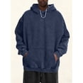 thumbnail image 6 of Men Hoodies Oversized Unisex Acid Wash Hoodie Vintage Cotton Sweatshirt Royal Blue S, 6 of 7