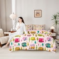 thumbnail image 4 of Erosebridal Cartoon Adventure Car Twin Bedding Sets 7-Piece For Boys Girls,Kids Teens Happy Camping Bedding Comforter Set,Pink Reversible, 4 of 6