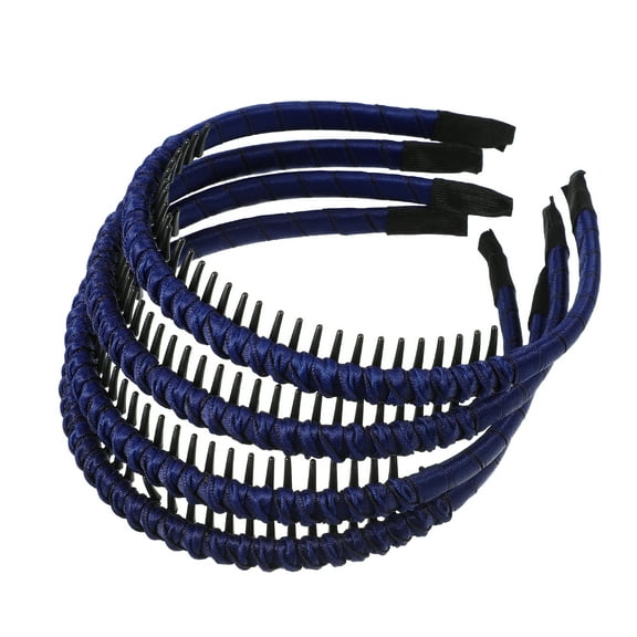 Unique Bargains 4pcs Teeth Comb Headband Solid Color Tooth Comb Hair Hoop for Women Hair Accessories 4pcs Deep Blue