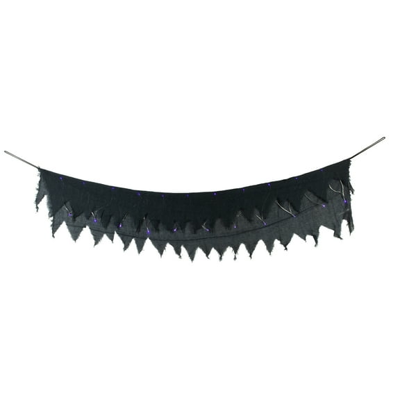 Northlight Lighted Raggedy Halloween Valance - 5.75' - Purple LED Lights