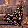thumbnail image 6 of Whimsical autumn celebration Gnomes Pumpkins Bats Cute, Festive autumn celebration Scene, Warm Flannel Blanket for Living Room and Family Room, Art Lovers autumn celebration Gift, Festive Home Decor, 6 of 9