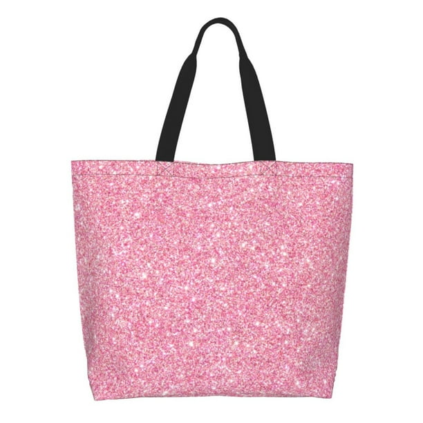 Balery Glitter Pink Bolsa Tote Estilo Estético con Cremalleras, Bolsa de Hombro, Bolsa de Compras Grande y Plegable