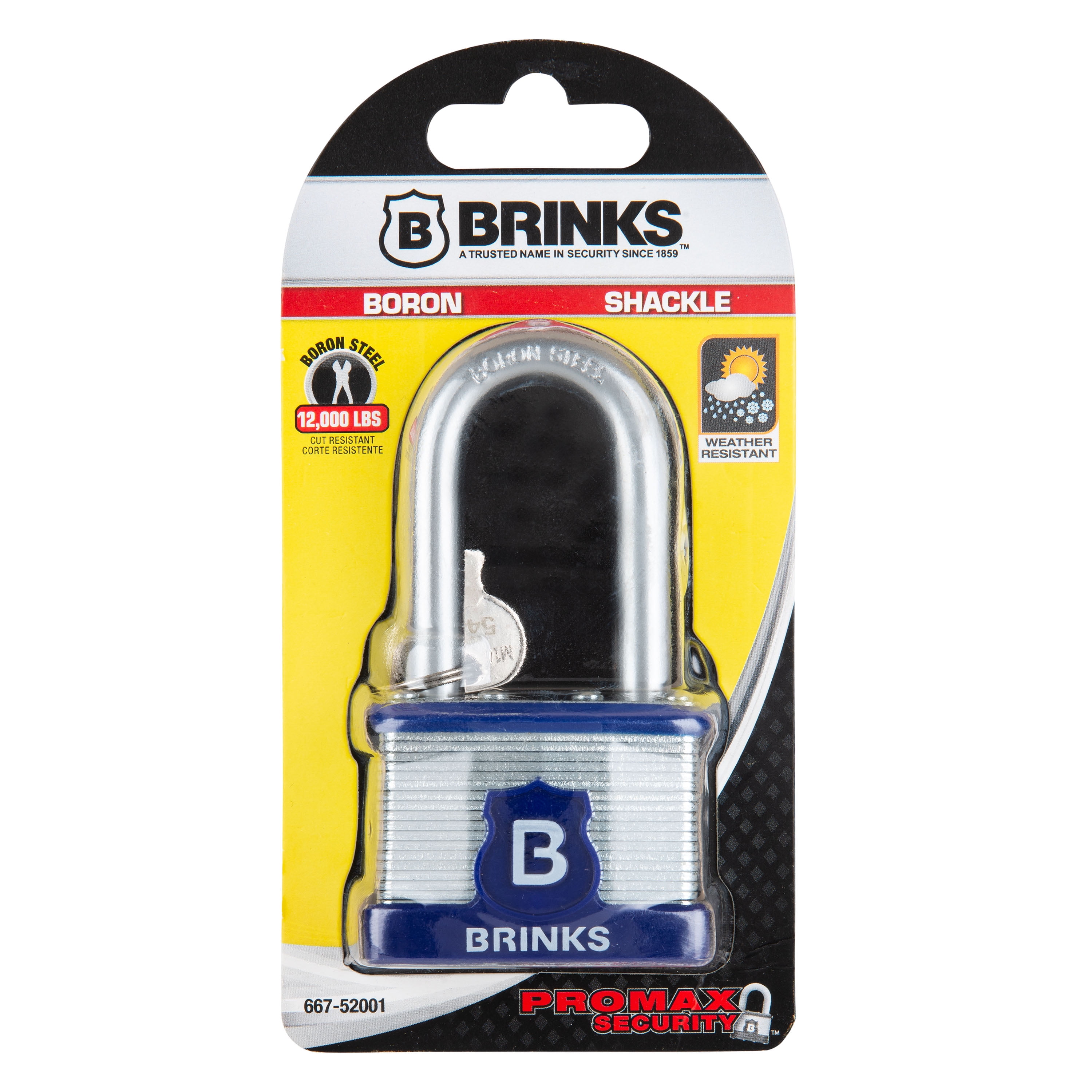 Brinks 50mm Laminated Steel Padlock with 2in Boron Shackle
