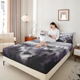 thumbnail image 4 of jejeloiu Rustic Plant Pine Full Size Sheets,Nature Scenery Bed Sheets,Purple Gray Black Sheet Sets For Men Women,Super Cozy Room Decor,4 Pieces, 4 of 7