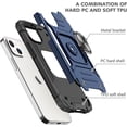 thumbnail image 3 of for Apple iPhone 14 Case with Metal Kickstand, Slim Fit Durable Military Grade Dual Layer Shockproof Protective Cover Case for iPhone 14 Blue, 3 of 7