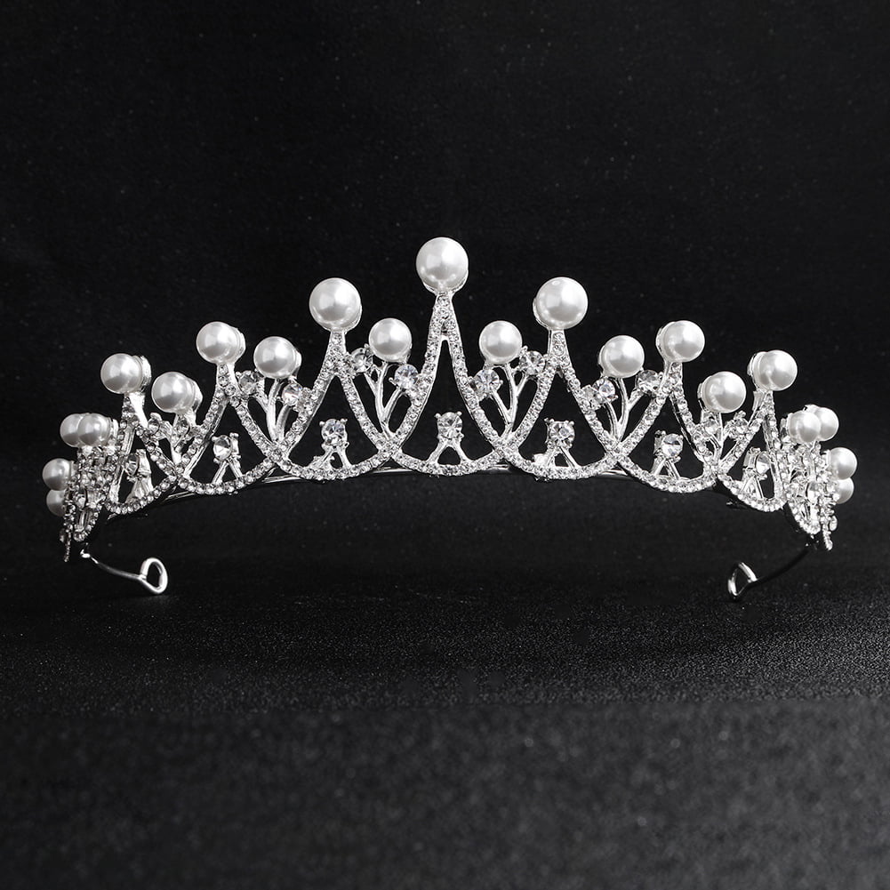 Wedding Bride Inlay  Pearl Crystal Hair Clasp Headwear Concise Style Alloy Crown 
