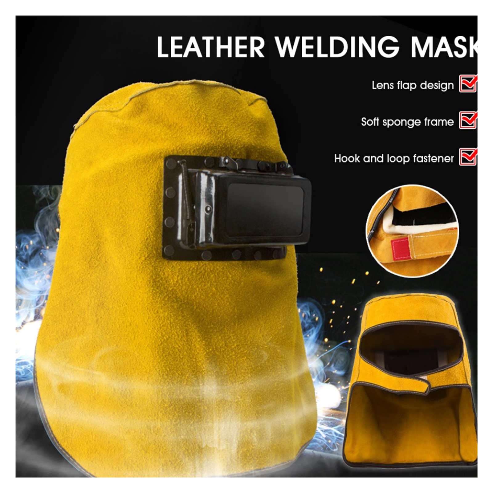 Welding Mask Welder Hood Heat Resistant Leather Helmet with Filter Lens Neck Eye Face Protection Welder Safety Accessories ,Great Choice