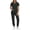 Dark Gray, variant on MOJOGO Scrub Set for Women V Neck Short Sleeve Top Jogger Pants with Pocket Summer 2 Piece Work Uniform Purple M