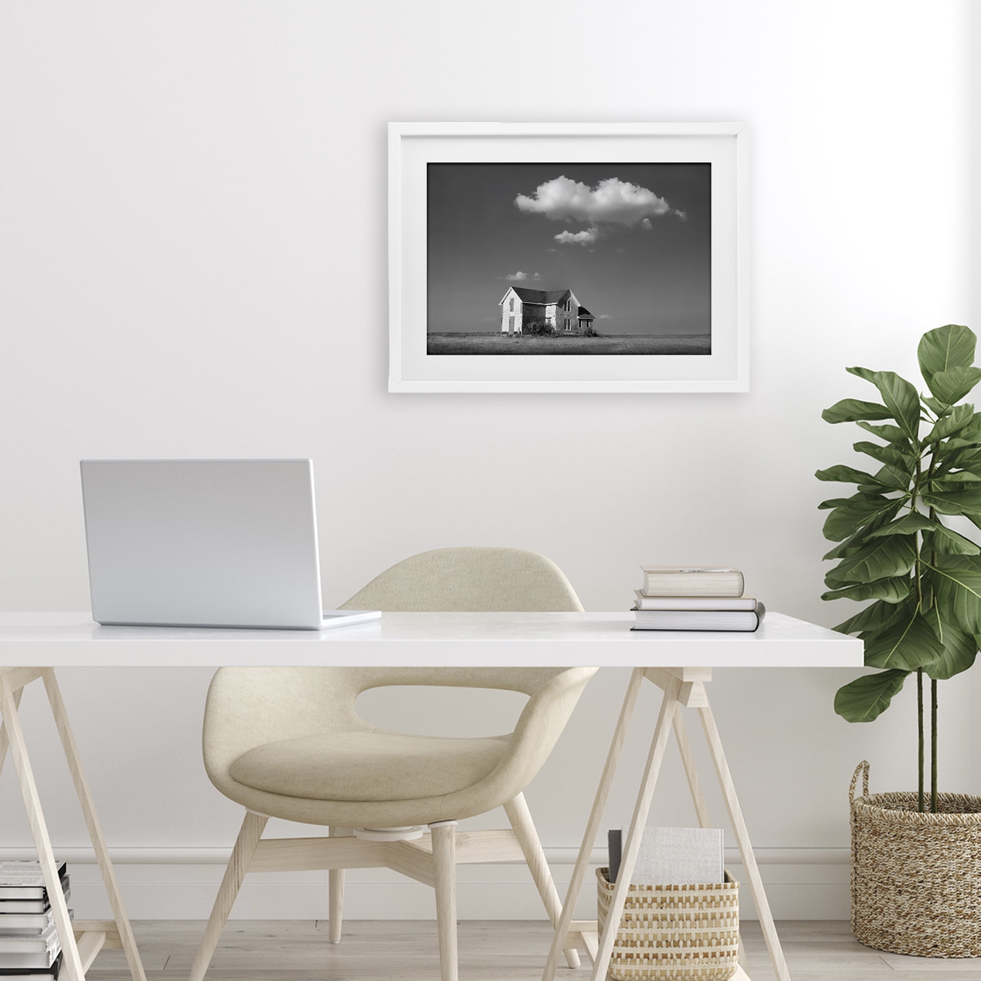 Stupell Industries Solitary Erstwhile Cottage White Framed Print Under Glass, design by Steve Toole
