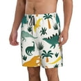 thumbnail image 2 of Kll Dinosaurs And Tropical Leaves Men'S Casual Summer Beach Shorts Hawaiian Shorts With Pockets-Small, 2 of 9