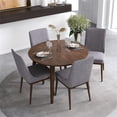 thumbnail image 2 of Allora 5-Piece Mid-Century Modern Dining Set with 4 Fabric Dining Chairs in Grey, 2 of 6