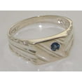 thumbnail image 5 of LBG 925 Sterling Silver Real Genuine Sapphire Mens Signet Anniversary Ring - Size 7, 5 of 6