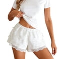 thumbnail image 2 of Women's Lace Shorts Fitted Scallop Hem Layered Crochet Mini Hot Pants Tiered Mid Rise Laced Vintage Summer Shorts, 2 of 4