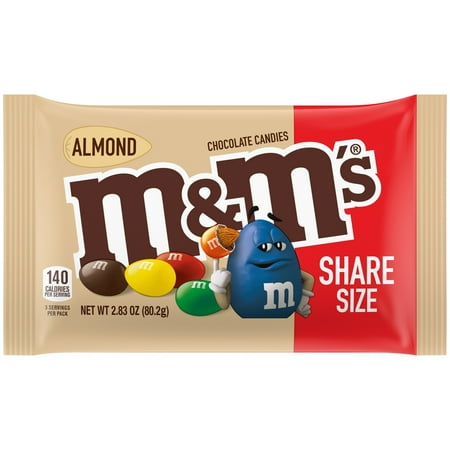 M&M's Almond Milk Chocolate Candy, Sharing Size - 2.83 oz Bag