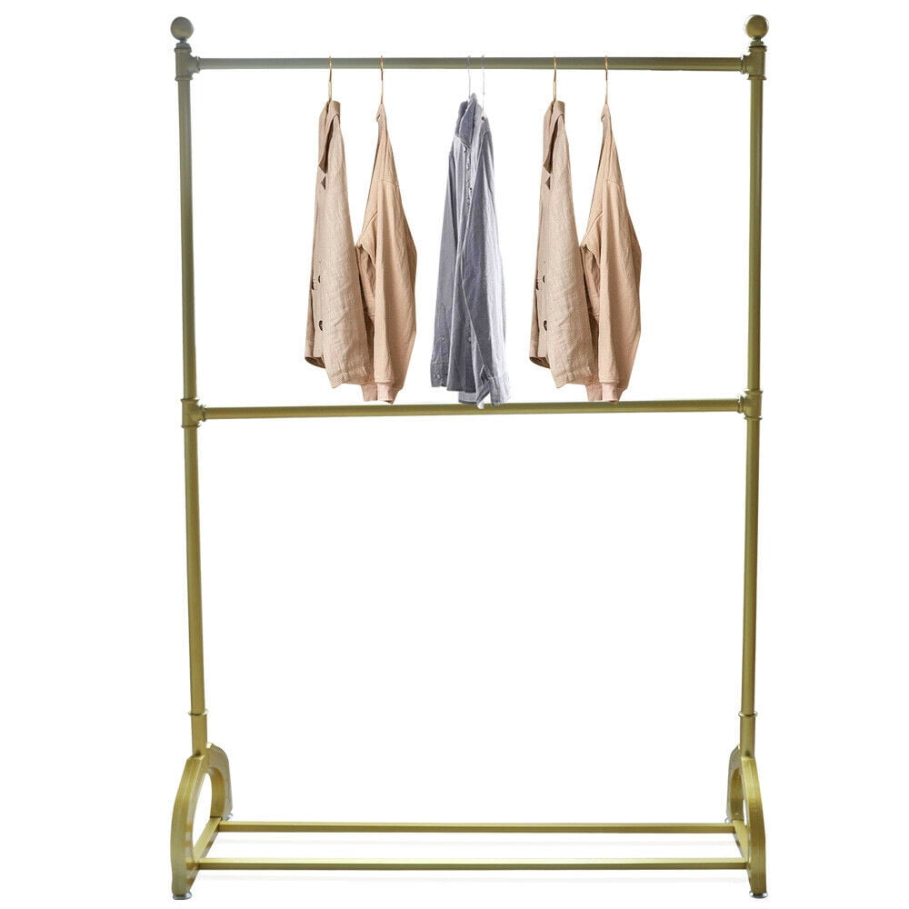 Display Garment Rack Gold Clothing Rack With Bottom Shelves Shoes Rack