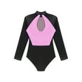 thumbnail image 6 of Yartina Women Rhinestone Gymnastics Bodysuit Long Sleeve Ballet Dance Leotard One Piece Unitard Pink XXL, 6 of 7